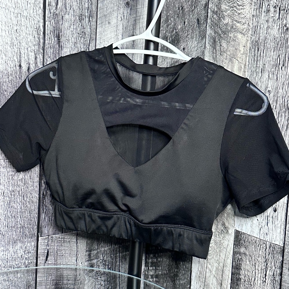 Sexy Crop Tee (open front + sheer on the back)